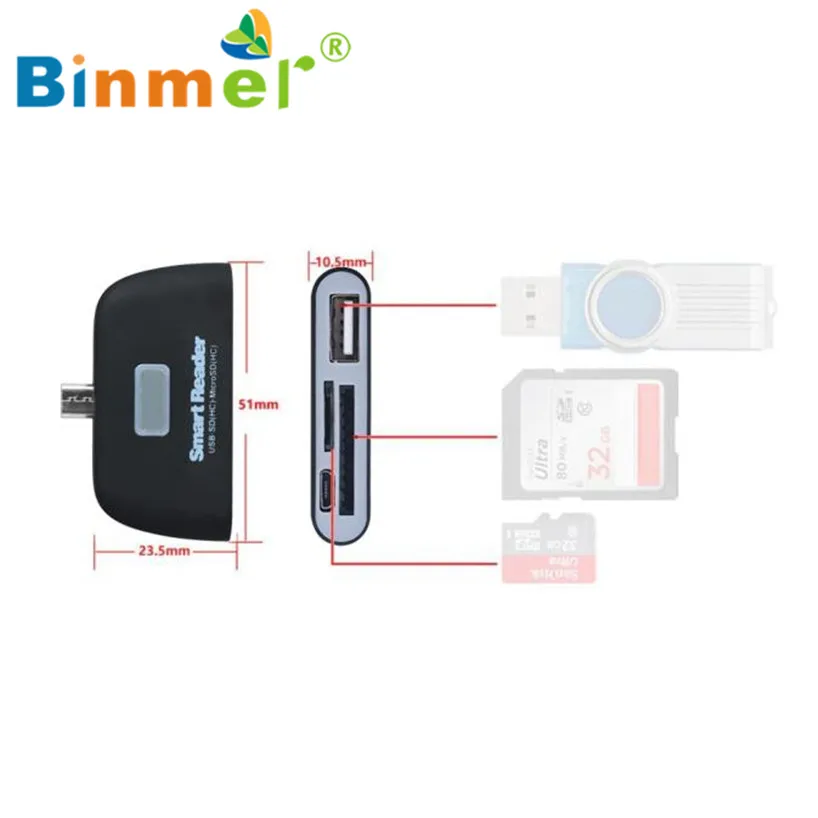 Micro USB 3 в 1 адаптер для чтения карт памяти USB/TF/SD для samsung Galaxy S7Edge Sep 7