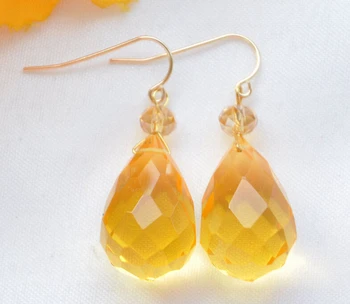 

FREE shipping> >>> z5327 24mm hand engraving citrine drip faceted dangle earring