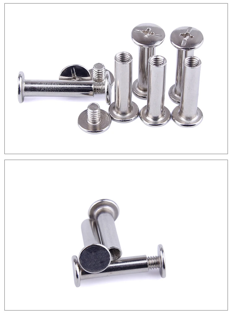 Peng Fa Photo Album Binding Screw Nickel-plated Album Screw Silver Account Book Screw Nut Rivet Docking Lock Screw 5mm