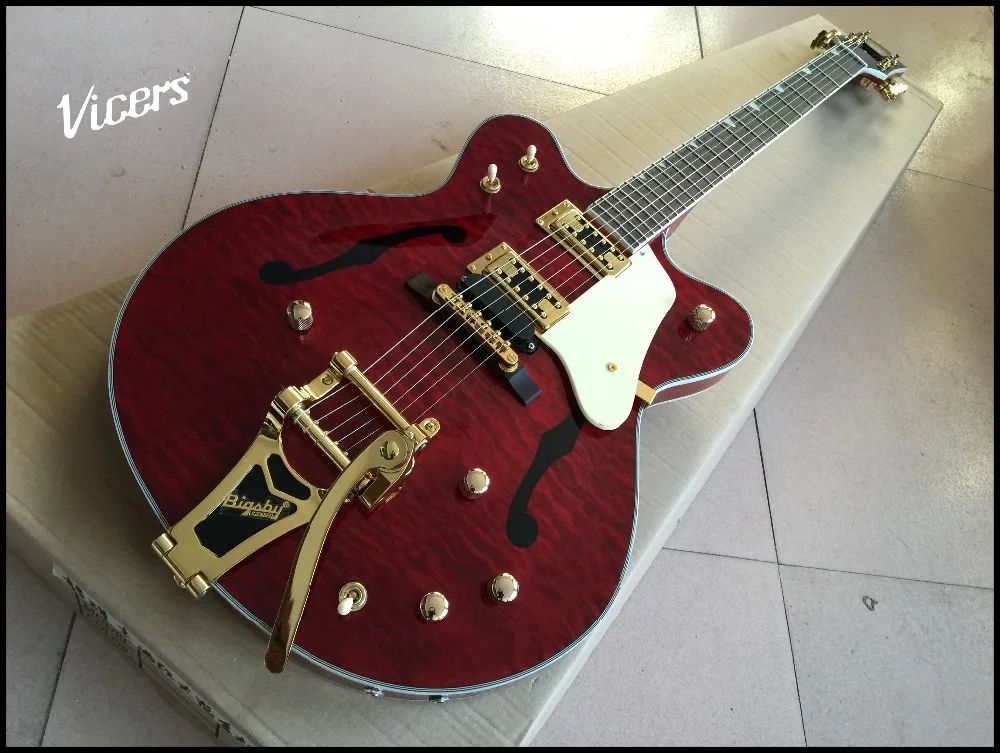 

High quality Vicers New Arrival G6122-1962 Electric Guitar Atkins Country Gentleman ,printing F on Hollow Body, Red color