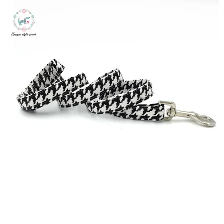 leash Ошейник и поводок для собак, набор с галстуком-бабочкой, хлопок, собака и ожерелье с кошкой, поводок для собак, гусиная лапка - Цвет: leash