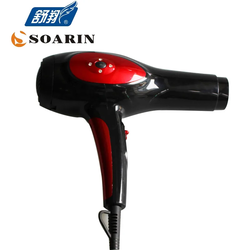 Фото SOARIN высокомощный фен, черный цвет, аксессуары для парикмахерской, электрический фен для волос, фен для волос №2
