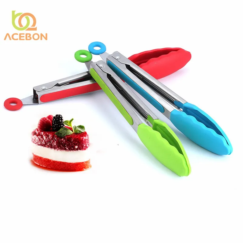 

1pc 9inch Non-slip Silicone Bread Food Tongs For Baking Anti Heat Clip Tong Pastry Clamp BBQ Tongs Cooking Tools Kitchen Utensil
