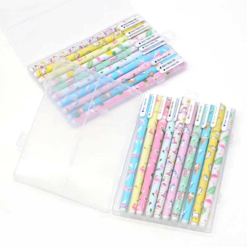 10 шт./партия гелевая ручка с единорогом Stylo Licorne Lapiceros Kawaii Flower Kalemler Gelpennen животный гелпен Boligrafo Unicornio фламинго