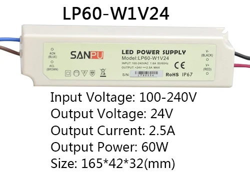 24V 60W Высококачественный светодиодный драйвер 12 В/24 В 12 Вт/20 Вт/35 Вт/60 Вт/75 Вт/100 Вт/120 Вт/150 Вт 100-240 в светильник, адаптер трансформаторов для 5050 светодиодный светильник - Цвет: 24V 60W