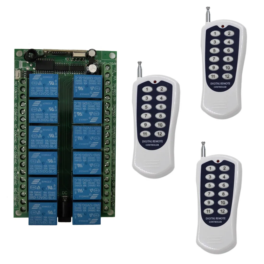 3TX 1RX DC 24 В 12CH RF беспроводной дистанционный выключатель света светодиодная лампочка с дистанционным управлением переключатель дистанционного управления переключатель радио 10A ретранслятор приемник - Цвет: 3TX 1RX