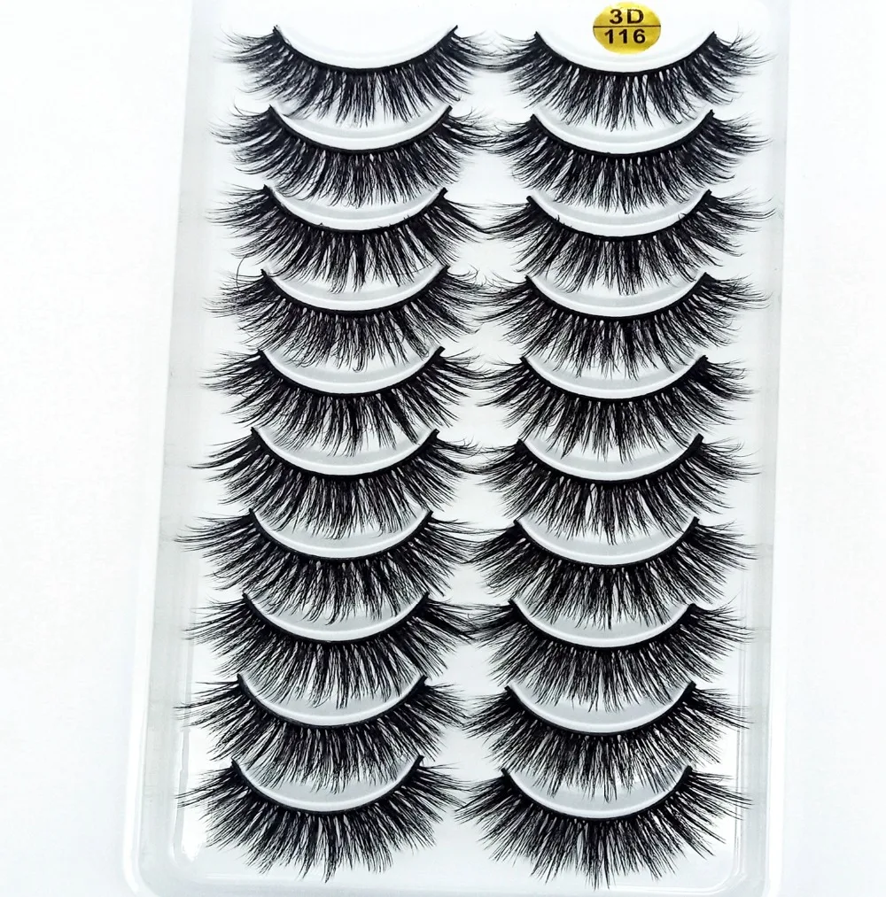 HBZGTLAD 10pairs 3D Mink Lashes Natural Long False Eyelashes Dramatic Volume Fake Lashes Makeup Eyelash Extension Silk Eyelashes