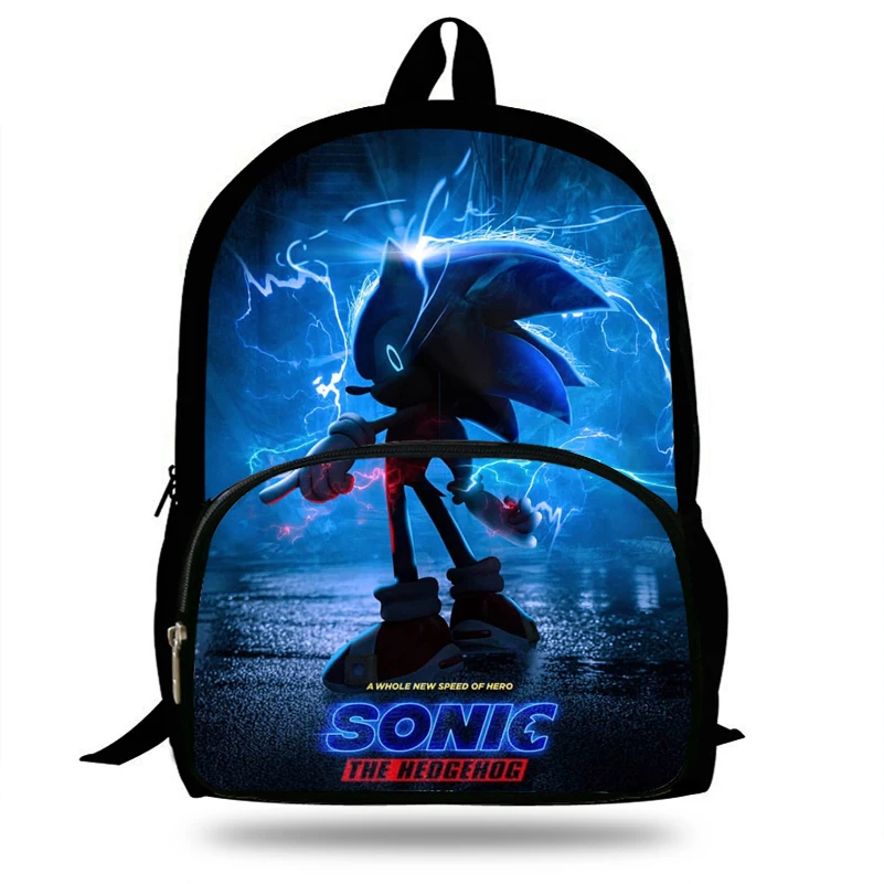 

16Inch Child Mochila Cartoon School Backpack Sonic Bookbag The Hedgehdg for Boys and girls Daypack Bag Teenagers