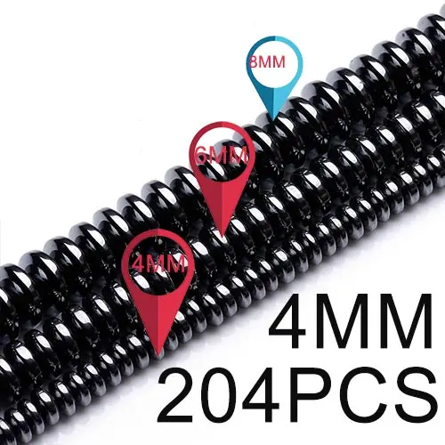 4MM 204PCS 4 6 8 мм круглые черные гематитовые бусины для бусина для изготовления украшений для DIY Браслеты и ожерелья Аксессуары здоровые Подвески Бусины - Цвет: 4MM 204PCS