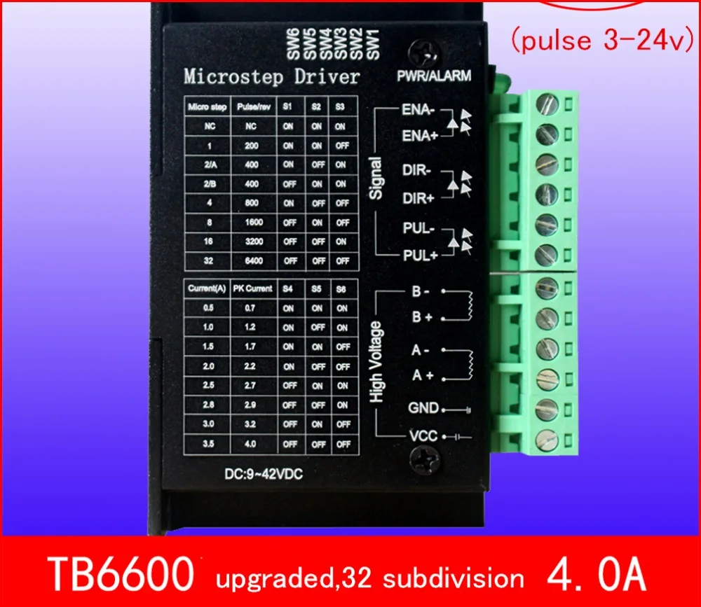 DC9-42V 42/57 шаговый двигатель контроллер, TB6600 усовершенствованная 32 подразделение 4.0A 42В(пульс 3-24 V