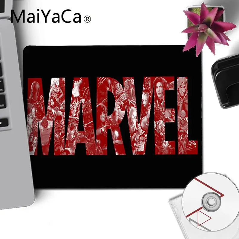Maiyaca Marvel Comics логотип маленькие коврики для игровой мыши Настольный коврик нескользящий ноутбук компьютер беспроводная оптическая мышь матовый коврик для мыши геймер коврик - Цвет: No Lock Edge18x22cm
