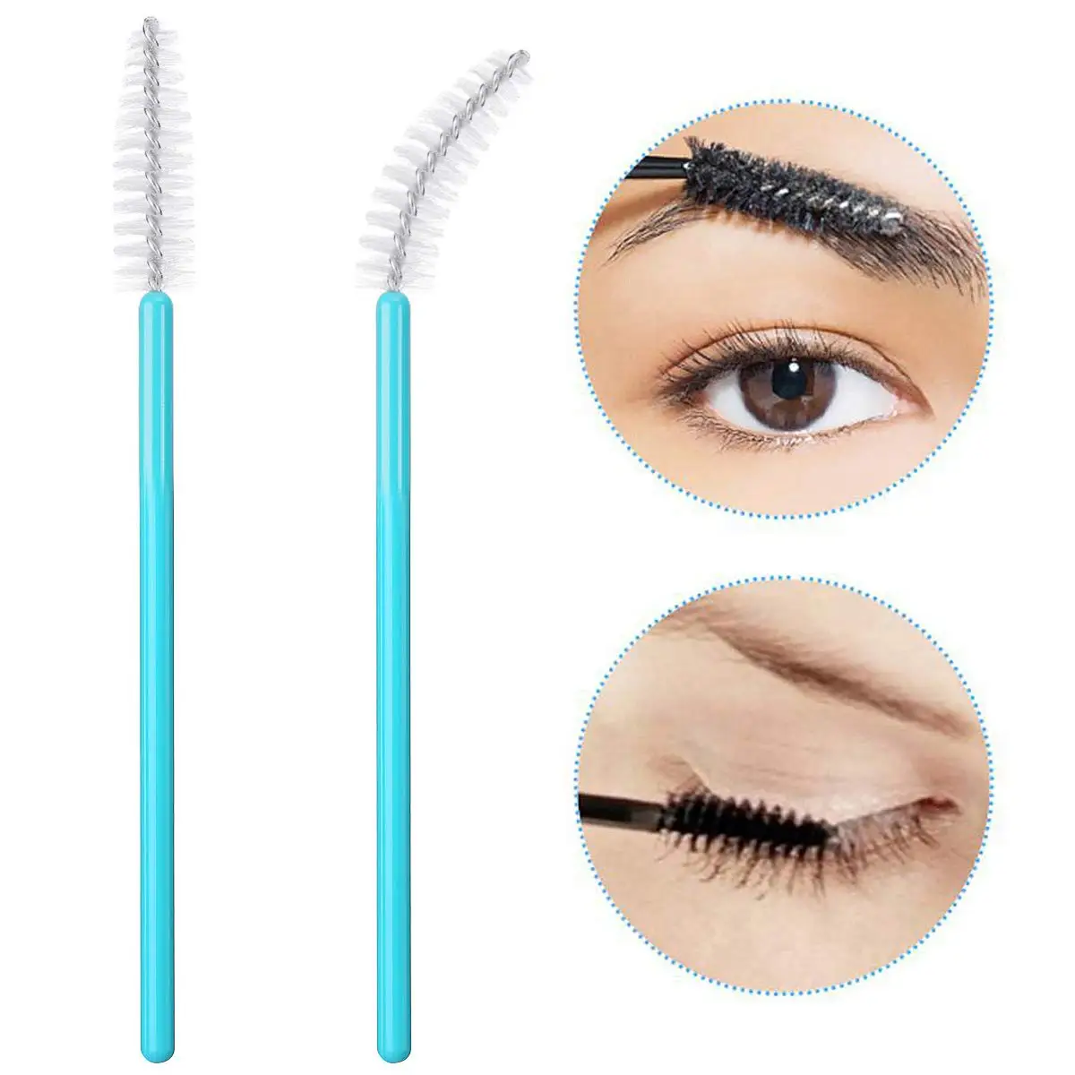 1000pcs Disposable Eyelash Brush Makeup Brushes Mascara Wands Applicator Eyebrow Brush For Eyelash Extension Makeup Tools Blue