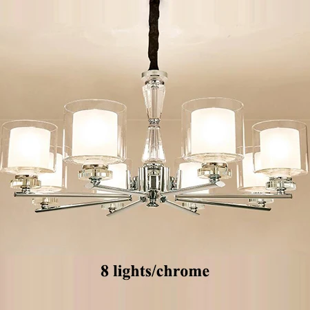 8 lights-chrome Современные хрустальные светодиодные люстры Lustre, освещение для гостиной, золотая металлическая светодиодная подвесная люстра, подвесной светильник для спальни - Цвет абажура: 8 lights-chrome