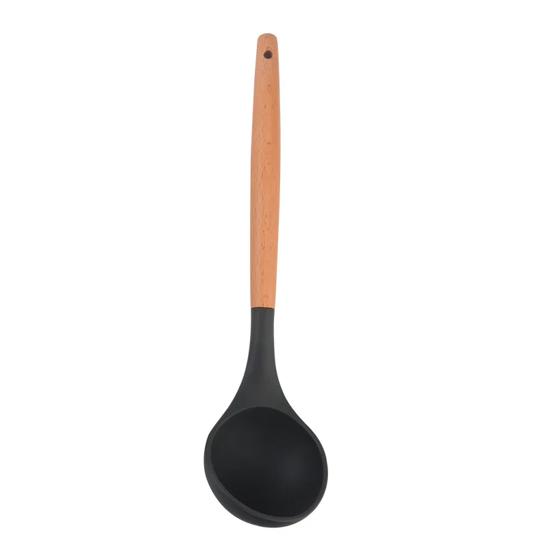 Wooden Handle Kitchenware Set Silicone Food Clip Spatula Spatula Colander Oil Brush Egg Beater kitchen gadgets cooking tools