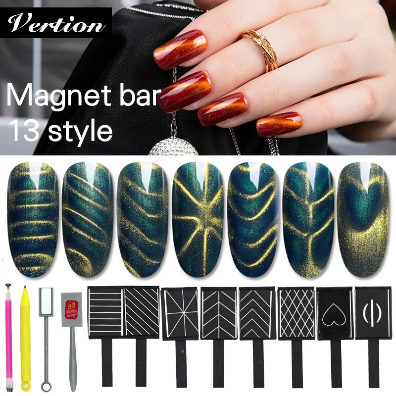 

Verntion Double-end Magnet Stick Cat Eye Beauty DIY Gel Varnish 3D Magic Magnetic Tool Effect Gel Line Stripe Charms Nail Gel
