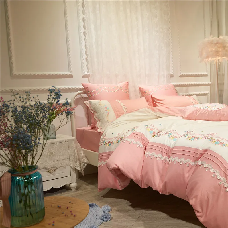 4/5 шт розовый белый зеленый синий Египетский хлопок принцесса Комплект