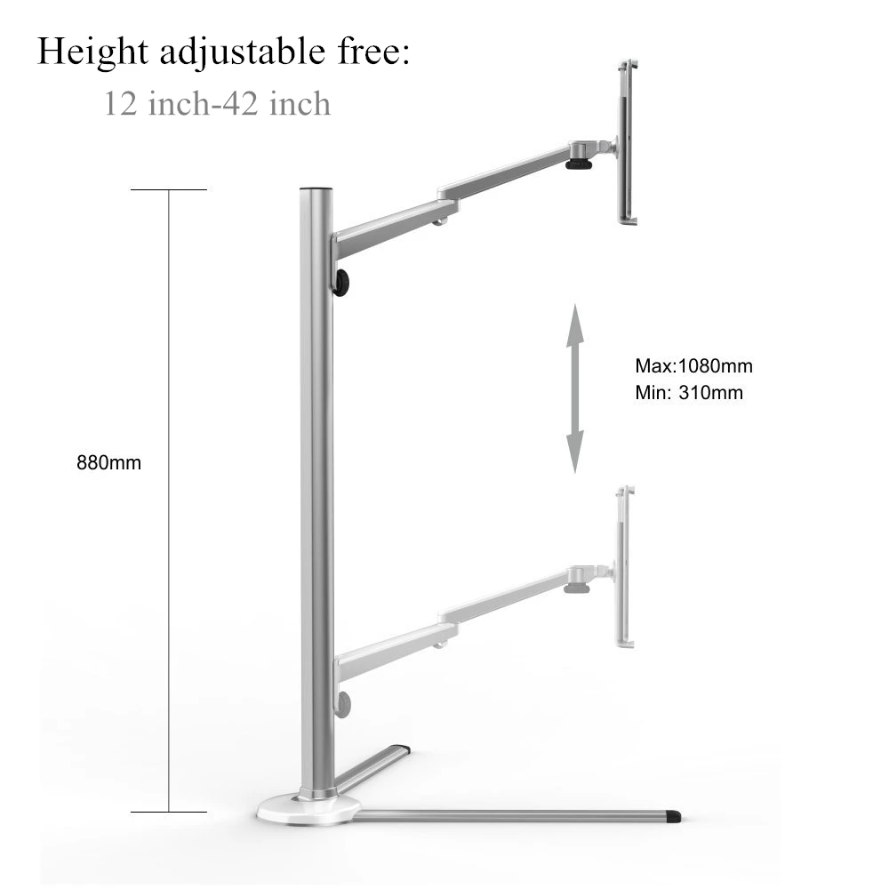 Tablet Floor Stand Aluminum Height Adjustable