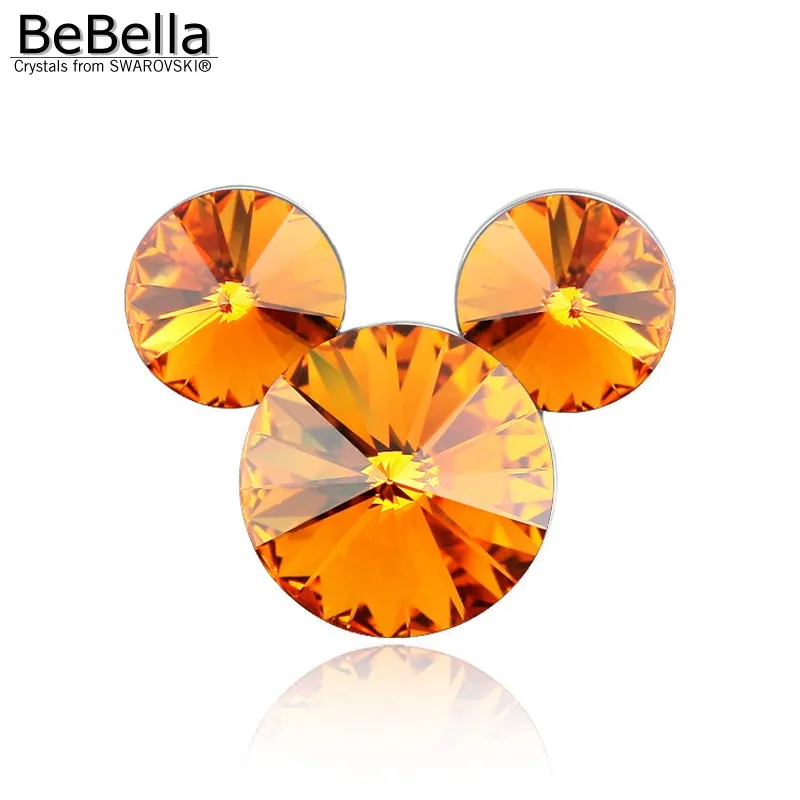 BeBella Хрустальная брошь в виде мыши на булавке, сделанная с кристаллами Swarovski, модная брошь, ювелирное изделие для женщин, подарок - Окраска металла: Topaz