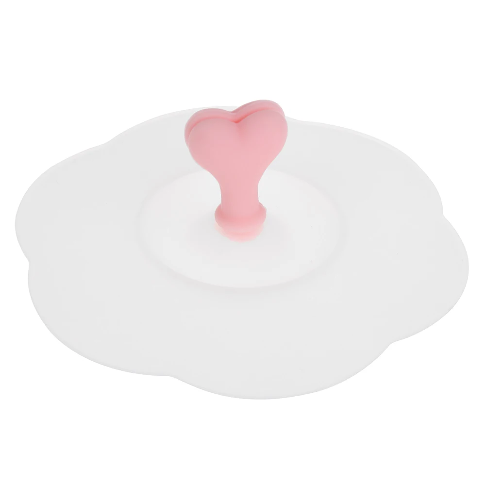 Силиконовая круглая крышка для чашки с разноцветным украшением в виде сердца, крышка для чашки для маленькой чаши, кофейная чайная чашка с крышкой, кухонная посуда для питья - Цвет: Ligt Pink