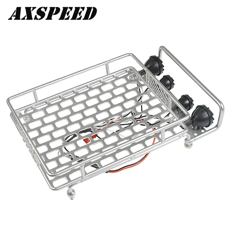 Металлическая багажная стойка на крышу со светодиодной подсветкой для SCX10 D90 CC01