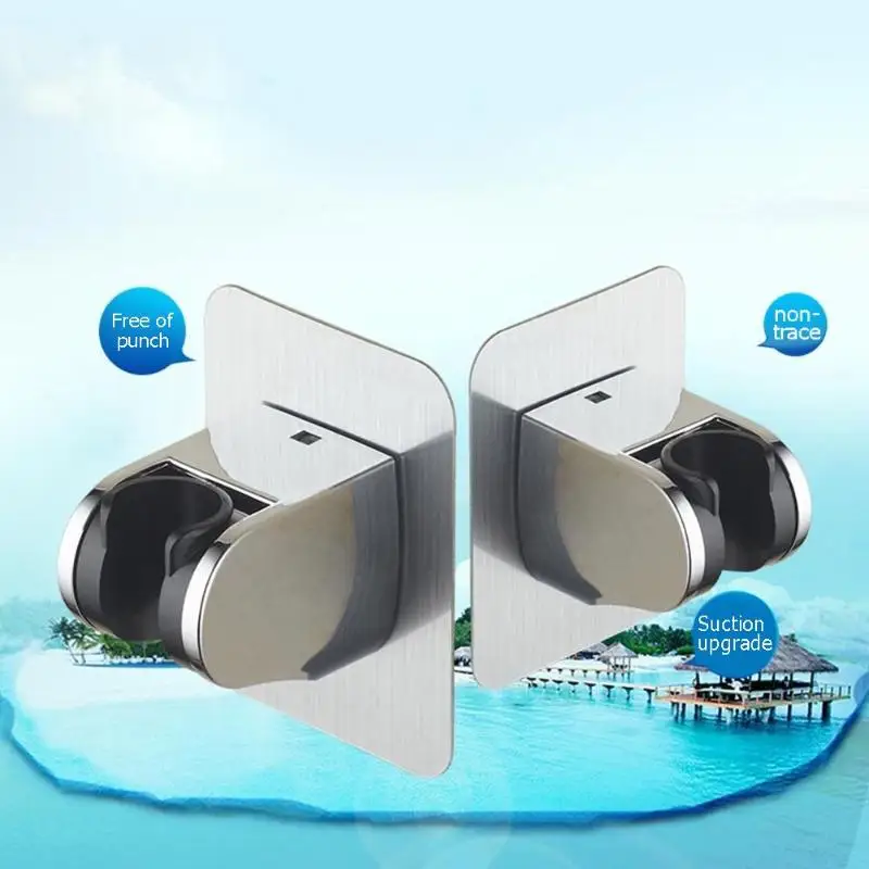 Adjustable Waterproof Shower Head Holder Rack Bracket Adhesive Stick Wall Mounted Bath Holder Bathroom Accessories