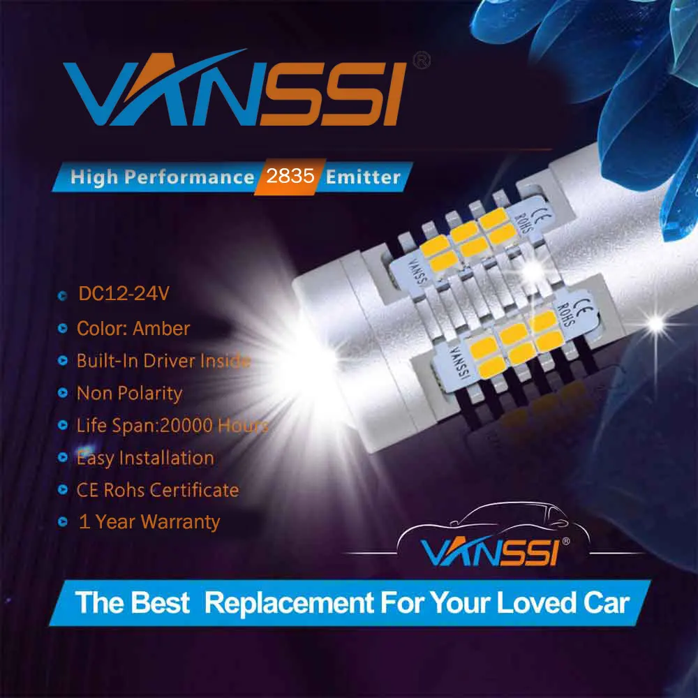 VANSSI 2 шт. супер яркий 1260lm Bau15s 7507 PY21W светодиодный лампы желтый/белый 21-SMD светодиодный поворотник мигалки лампы 12-24V