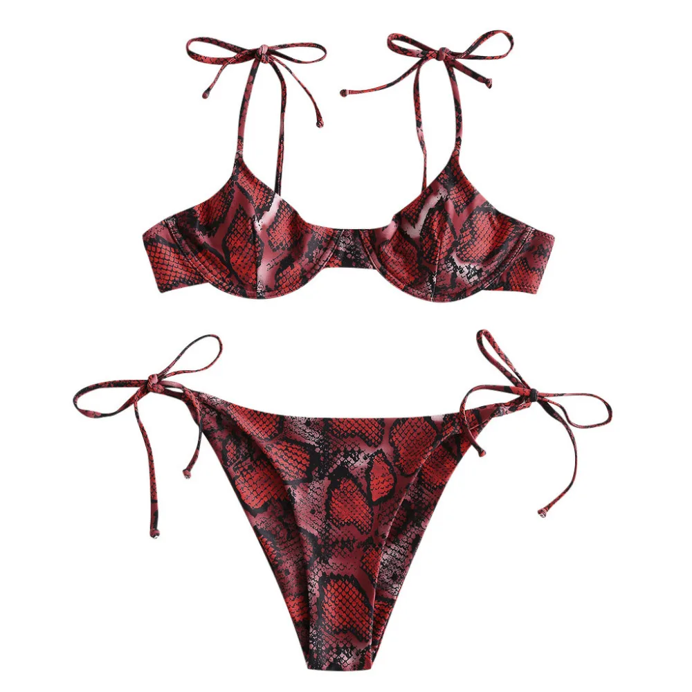2019 women's split snake print sexy bikini set summer bikinis set women swimsuit push up swimwear sexy e fatos de banho 40J13 (3)