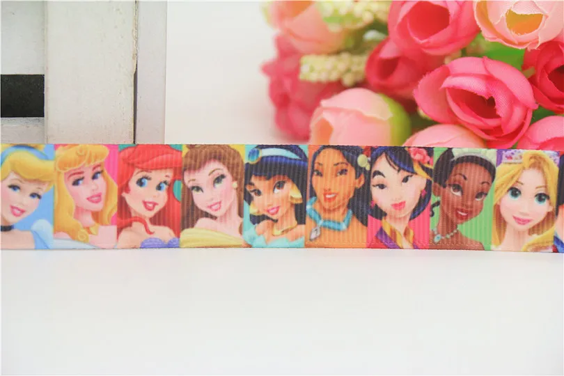 DHK 7/8 ''5 ярдов принцесса напечатаны grosgrain головные уборы с бабочкой волос лук diy вечерние украшения OEM 22 мм C1184