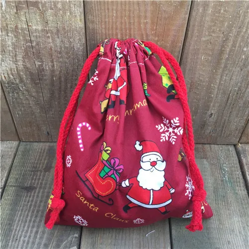 S 18x16cm YILE 1 шт. хлопок саржа Drawstring вечерние подарок мешок Новогодняя тема Санта Клаус красный N830a - Цвет: S 18x16cm