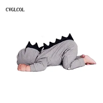 

CVGLCOL Cute Dinosaur Costume Warm Cotton Romper Baby Boy Girl Tracksuit Kids Jumpsuit Clothes Solid Gray Rompers Clothing