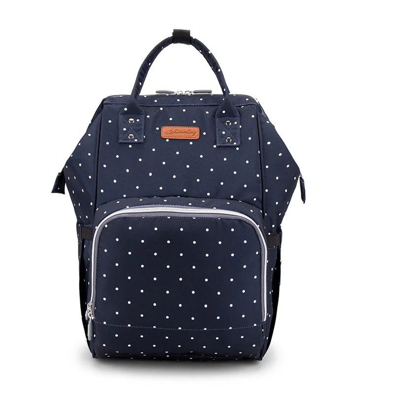 Сумка для подгузников, USB интерфейс, сумка для подгузников, сумка для ухода за ребенком, сумка для коляски, увеличивающая водонепроницаемость, дорожный рюкзак для беременных, дизайнерская сумка - Цвет: dark blue dots