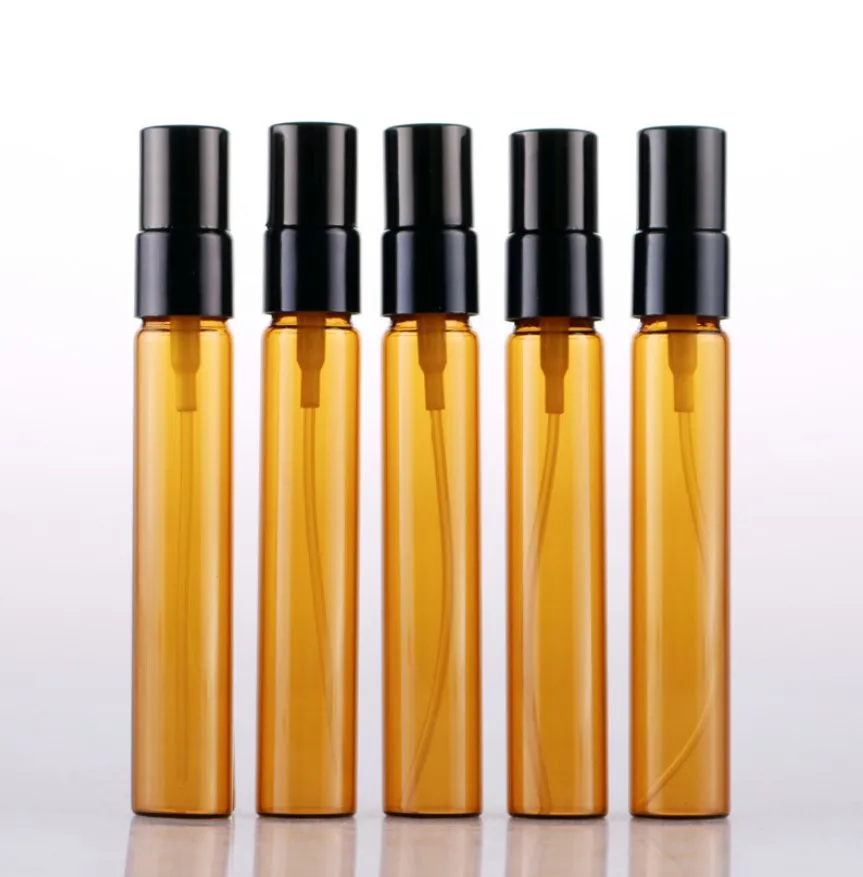 100 pcs 10ml Portable Amber Glass Essential Oil Spray Bottles Mist