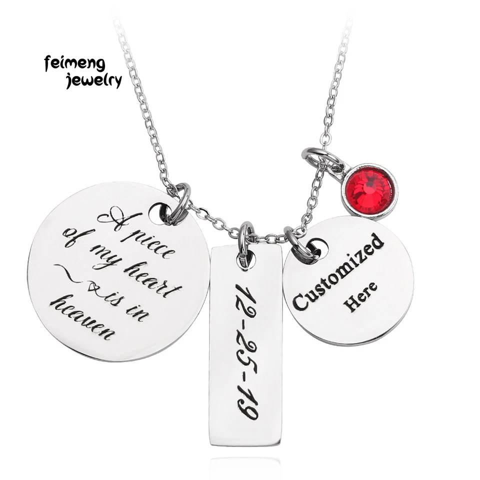 

Customized memorial mom,dad,grandma,grandpa cremation keepsake pendant a piece of my heart in heaven stainless steel necklace