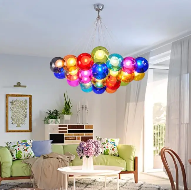 

led chandelier Nordic creative colorful bubble ball living room lamp modern minimalist corridor restaurant bedroom lamp