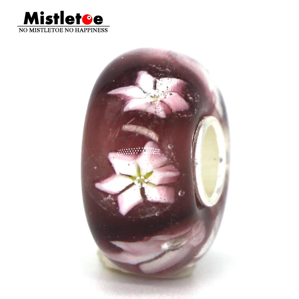 Омела 925 пробы Серебристый Белый 3D Dasies из муранского стекла с изображением цветка Шарм из бисера Европейский ювелирные изделия