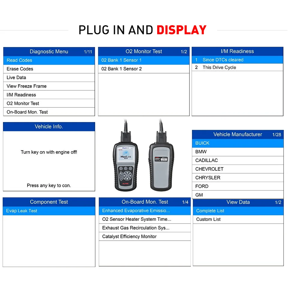 Autel MaxiLink ML619 OBDII Code Reader for ABS/SRS System Automotive Scanner Turns off Warning Light like Autolink AL619