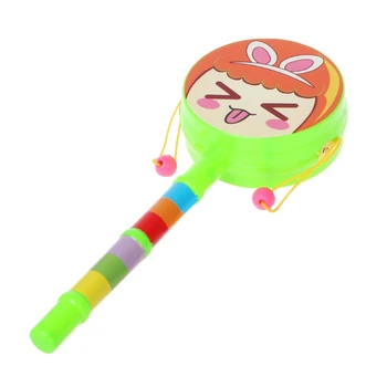 

Baby Cartoon Musical Instrument Hand Bell Shaking Rattle Drum Spin Fun Kids Toy