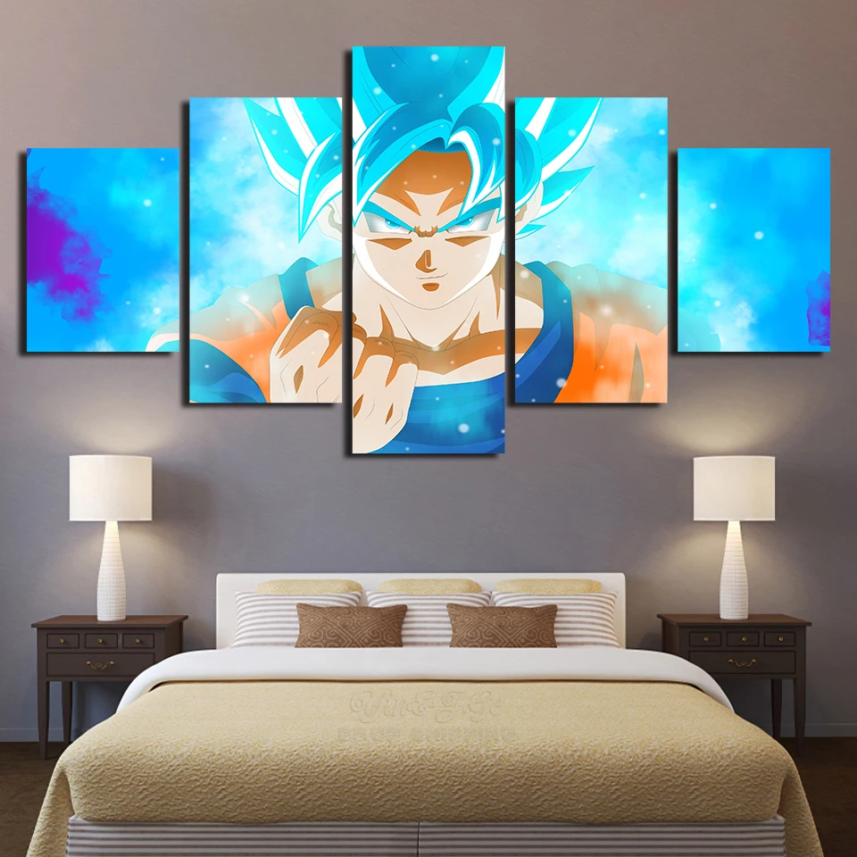 Wall Artwork Canvas 5 Pieces Animation Dragon Ball Painting Poster Pictures Prints Home Decoration For Living Room Modular Frame | Дом и сад