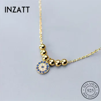 

INZATT Real 925 Sterling Silver Gothic Talisman Blue Eyes Light Beads Zircon Pendant Necklaces Fine Jewelry For Women Gift 2019