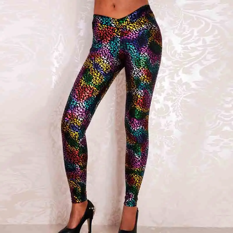 New Arrival 2019 Fashion Colorful Neon Printed Leggings High Waist Women Sexy Slim Trousers Female Legging Fitness Pants