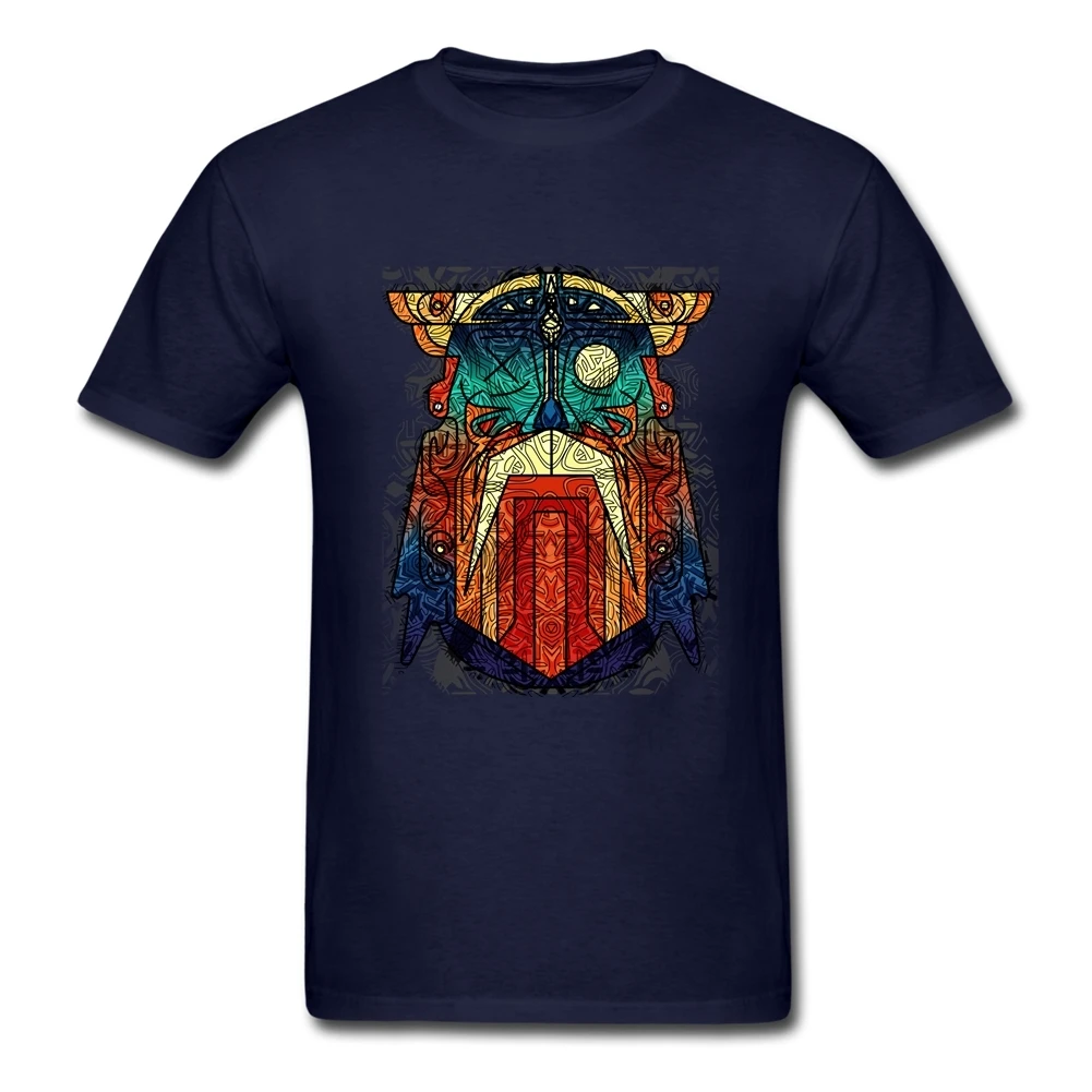 Геометрическая Современная футболка Odin Vikings, большой размер, футболка с коротким рукавом для мужчин, новинка, хлопковые Забавные футболки Geek - Цвет: Navy