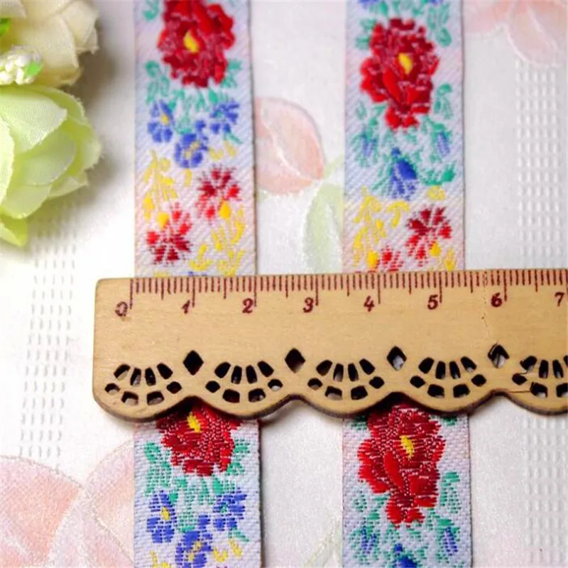 Embroidered flower ribbon lace woven label Jacquard ribbons handmade craft garments accessories CX139