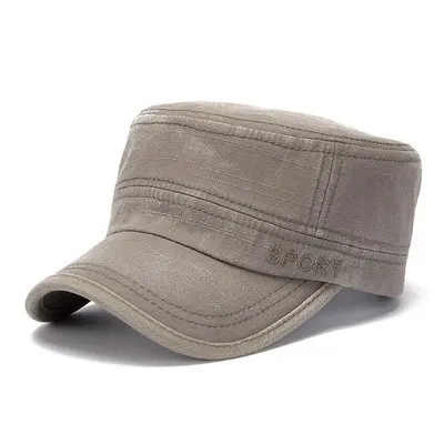 Brown green Seioum Классические Унисекс Мужчины Женщины Военные Шляпы Flat Top Cap Козырек Шляпа Лето Осень Весна Качество Вышивки - Цвет: Brown green
