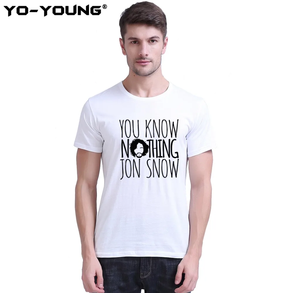 

Game Of Thrones Jon Snow You Know Nothing Men T Shirts Letters Design Funny T-shirt Digital Printed 100% 180g Combed Cotton