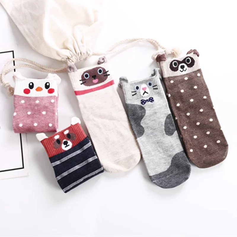 Новые модные милые животные женские хлопковые носки Kawaii летние короткие носки тапочки Для женщин Повседневное мягкие забавная лодка носки