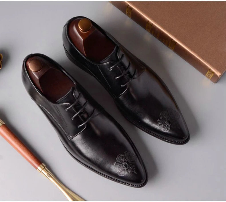 Mens Leather Casual Shoes Wedding Dress Shoe Genuine Leather Shoes Men Big Size Lace-up Oxford Shoes For Men Casual Plus Size 46 (11)