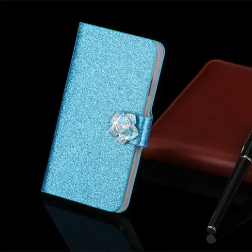 Роскошный кожаный чехол для LG LEON 4G LTE C40 H340N H320 C50 H324, чехол для телефона с откидной крышкой и подставкой, чехол с отделением для карт - Цвет: blue with flower