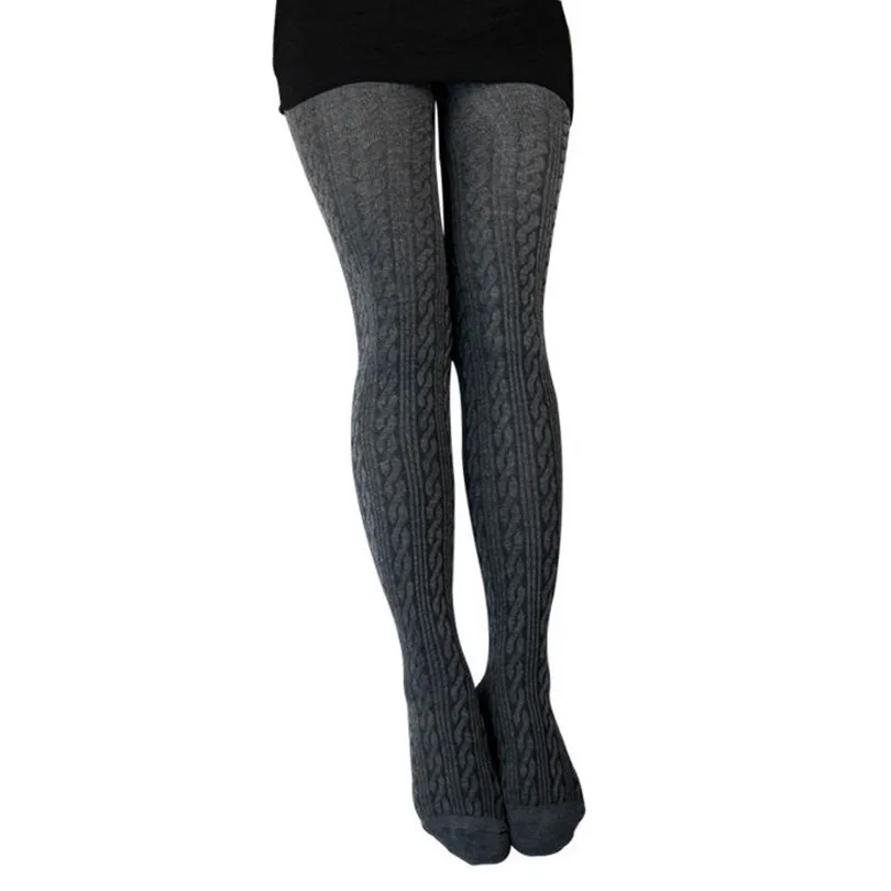 Twist L dark gray VISNXGI, высокое качество, для женщин, осень, зима, толстые хлопковые колготки, крученые, в полоску, милые, для девочек, колготки, Ретро Чулки, дешево, опт - Цвет: Twist L dark gray