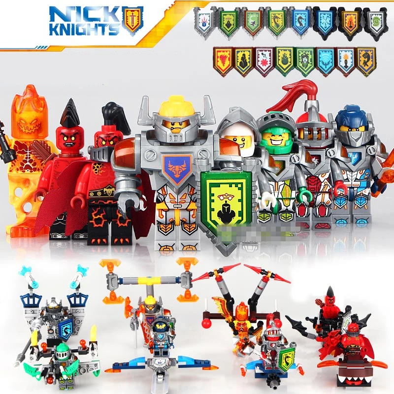 8 шт. Ник Рыцари герой Паладин боец Аарон Маси Аксель глина копье колесница Щит