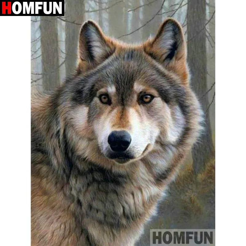 HOMFUN полная Алмазная вышивка "животное волк" Алмазная картина схемы для вышивки крестом горный хрусталь, Незаконченный декор дома A19948